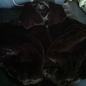 H&M Black FAUX Reversible Fur Cropped Jacket